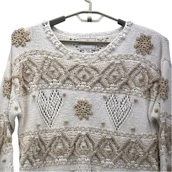 Express Vintage Fair Isle Sweater Cream Medium‎ - Image 3