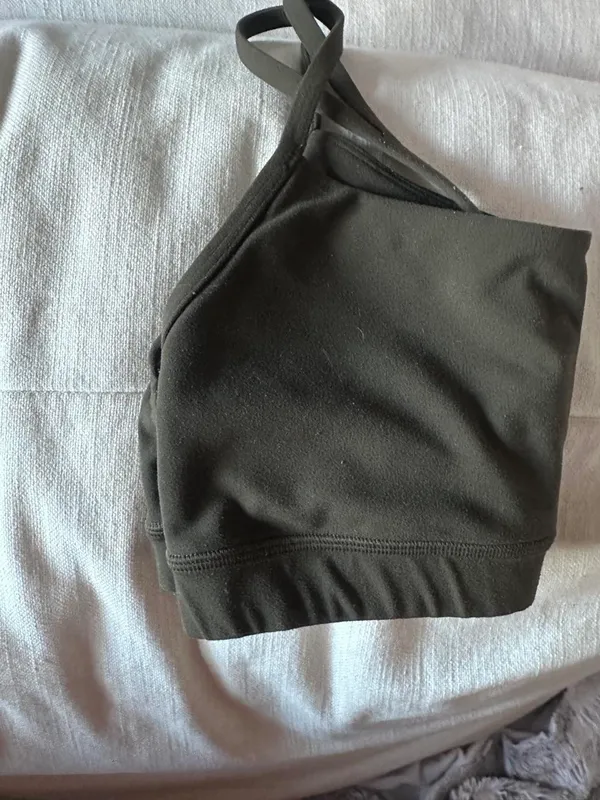 Crz yoga dark green racer back skinny strap Sports bra - Image 3