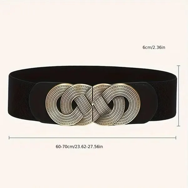 Black‎ Chic Retro-Style Pu Leather Elastic Corset Belt Versatile Waist Strap - Image 5