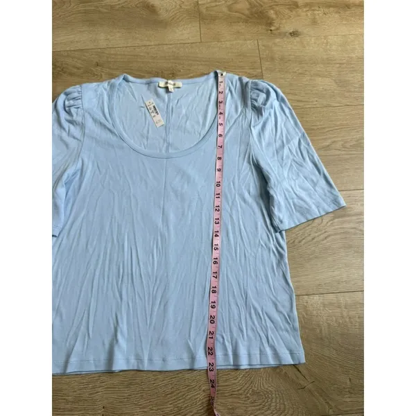 NWT Madewell puff‎ sleeve top scoop neck light blue summer supima cotton size XL - Image 4