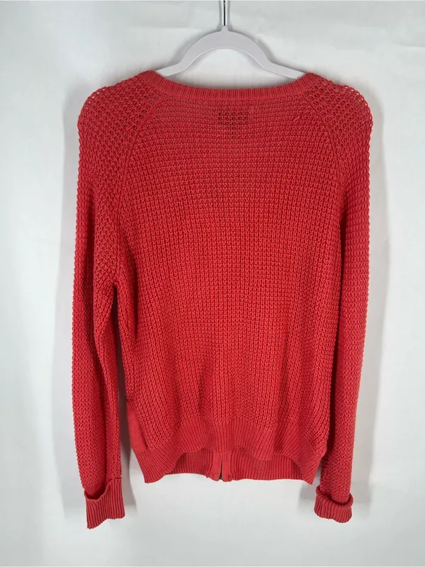 Sonoma Life + Style NWT Coral Open Knit Zip Cardigan Sweater L - Image 8