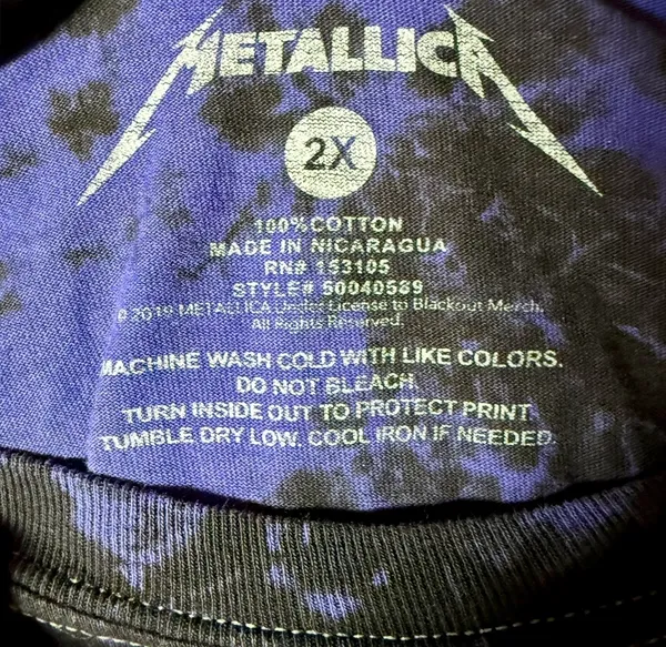 Metallica Men’s Ride the Lightning Band Logo Long Sleeve Tie- Dye T- Shirt - Image 6