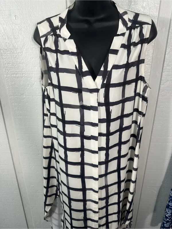 Crosby Black and White Button Down Dress Size Large EUC - Image 7