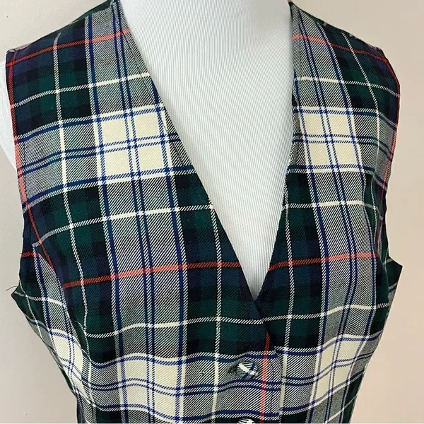 Vintage Surry Classics Tartan Plaid Wool Vest Navy M/ L - Image 2