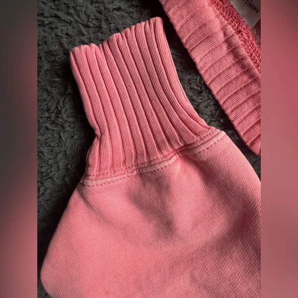 American Eagle oversized side slit pink/coral hoodie sweatshirt, size XS - Image 4