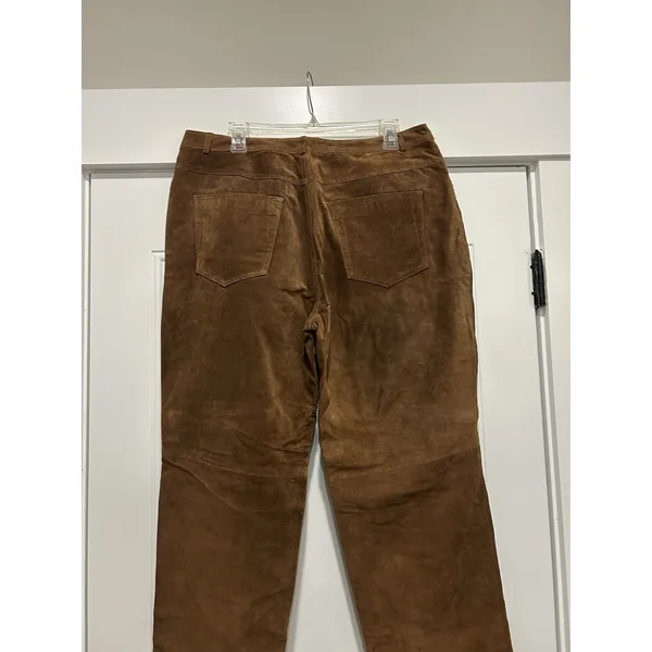 Bagatelle New Vintage 90s Brown Genuine Suede Leather Pants Women’s 16 High Rise Straight - Image 5