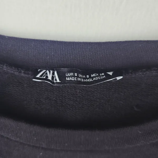 Zara Black Mini Dress Short Puff Sleeve Crew Neck Casual Comfy‎ Women's Small - Image 4