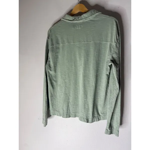 Vineyard Vines Womens Sage Green Slub Cotton V-Neck Long Sleeve Top Size S - Image 2