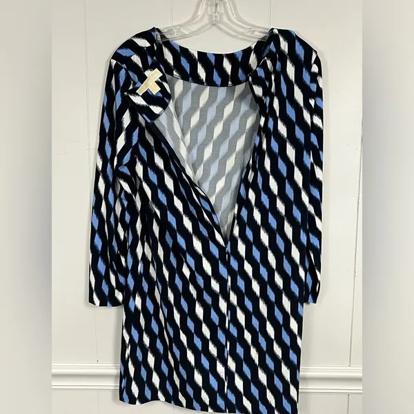 Michael Michael Kors Women’s Blue Diamond Blouson Dress Long Sleeve Blue Size M - Image 4