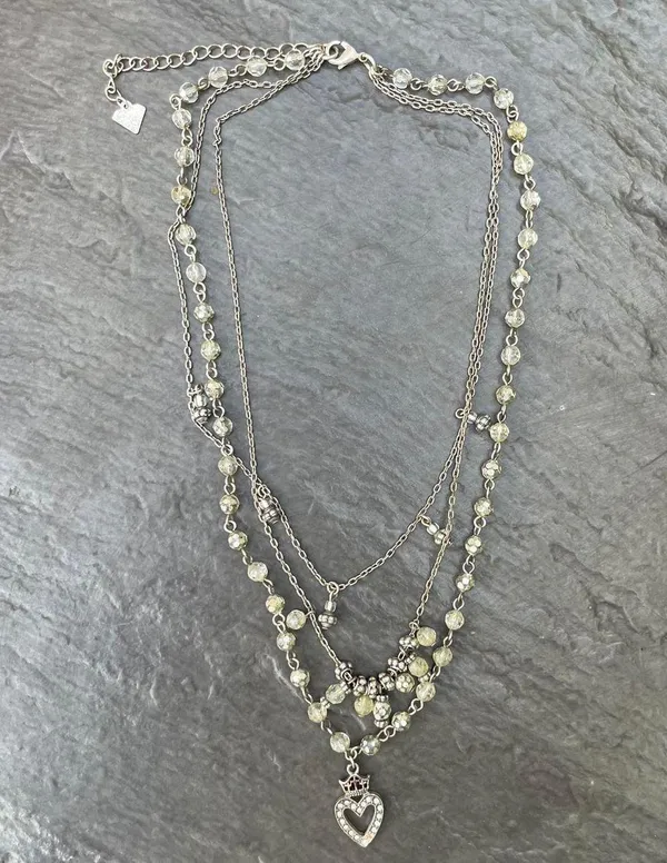 Free People Vtg cookie lee classic layered silver diamond necklace - Image 3