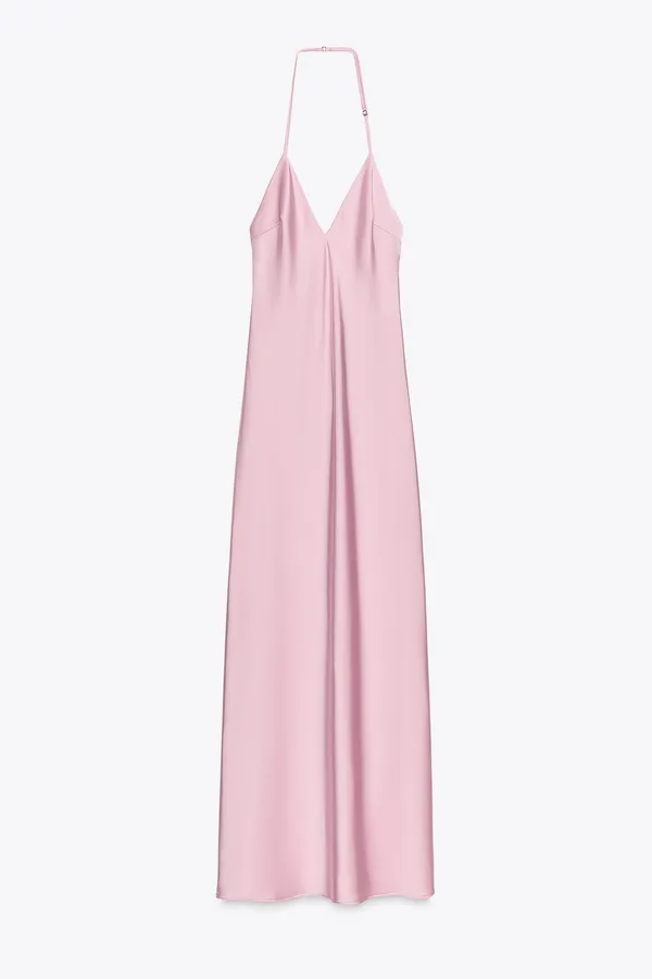 Zara Satin Pink Slip Maxi Dress - Image 5