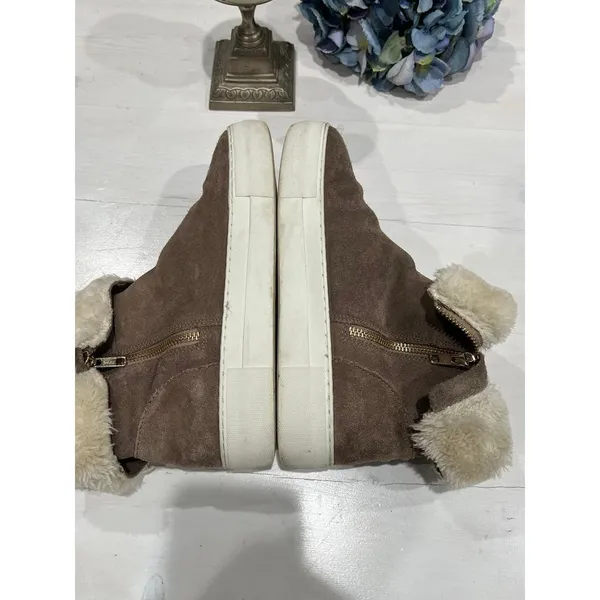 J‎ SLIDES faux fur lined rubber sole high top zipper side slip on shoes Size 8 - Image 4