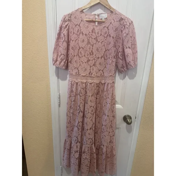 Fleur de Lis Lace Midi Dress BY SUGARLIPS MAUVE COLOR SIZE M - Image 12