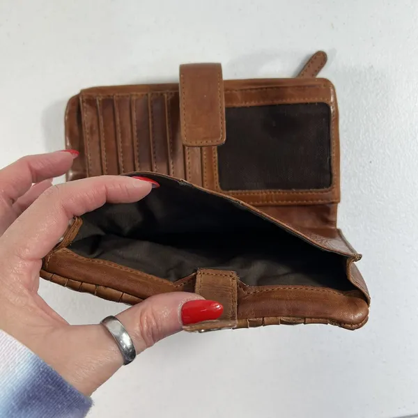 Valenca Holland Brown Woven Distressed Leather‎ Wallet Credit Card ID Holder - Image 8