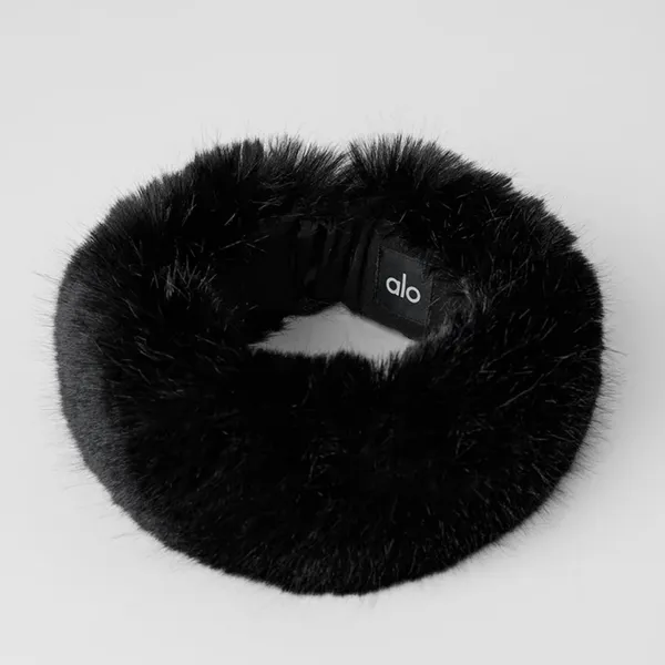 Alo Yoga Opulent Faux Fur Wintersun Headband Black - Image 2
