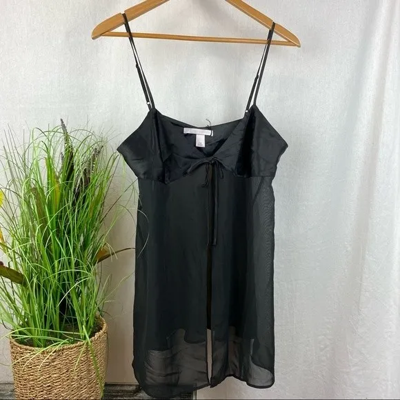 VS Victoria’s Secret Black Open Front Short Sleep Dress L - Image 5