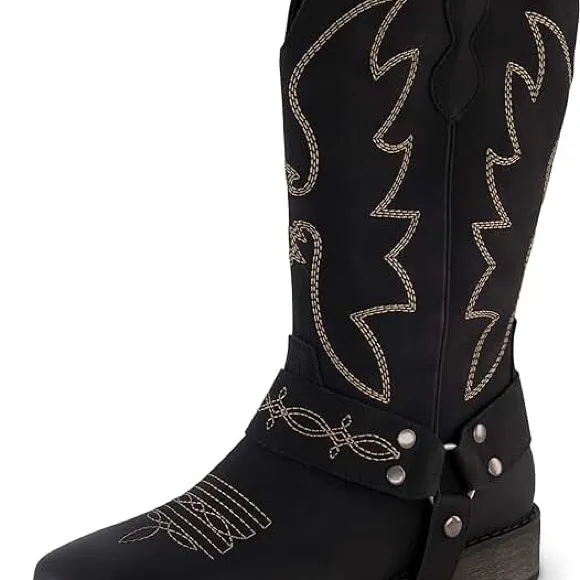 Cushionare Black Western Embroidered Women's Boots - Image 2
