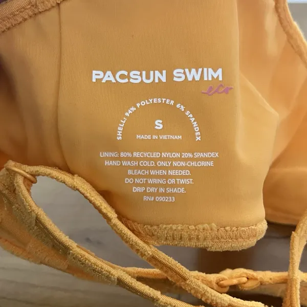 Pacsun Women's Positano‎ Terry Tank Bikini Top Yellow Orange Color Size Small - Image 5