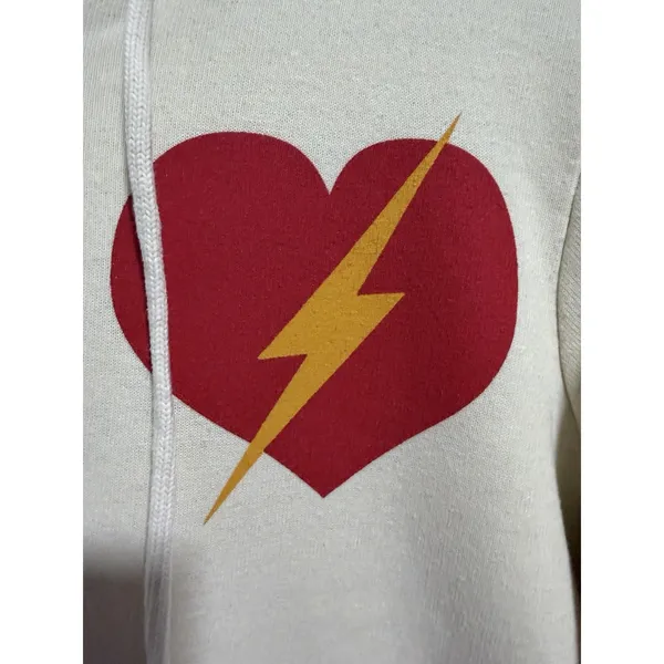 Aviator Nation Bolt Heart Zip Hoodie Vintage White Size‎ Small - Image 7