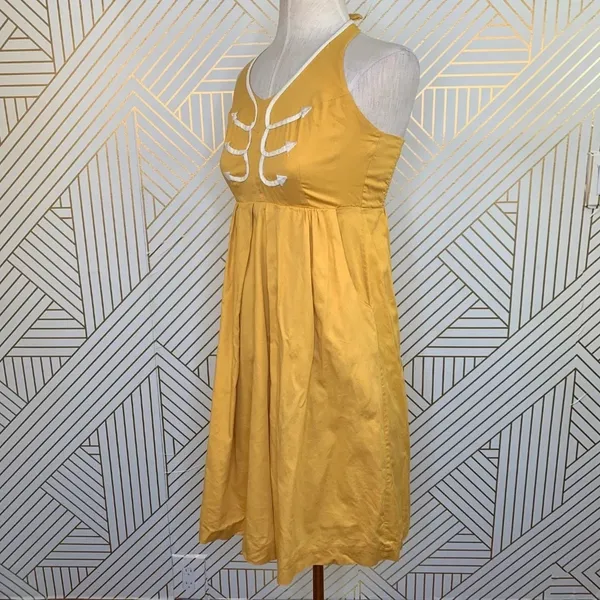 Anthropologie Floreat‎ Anchors Aweigh Dress Halter Embroidered Yellow Size 4 - Image 4