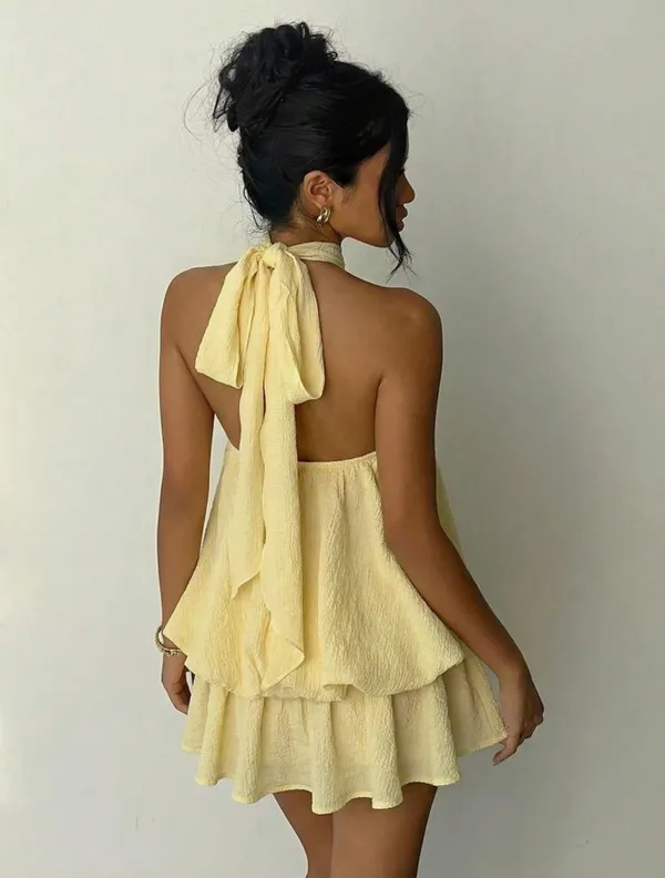 Shein Yellow Halter Dress - Image 2