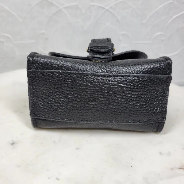 Vintage Italian Mini Black Leather Top Handle Bag Gold Buckle Made in Italy - Image 4