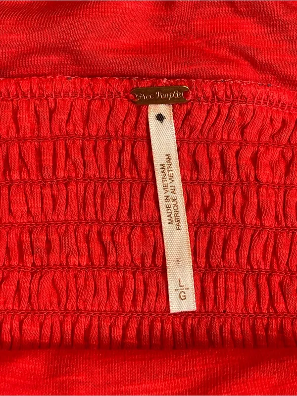 Free People Red Scottie Printed Tube Sleeveless Top Stretchy Sz L BarbieCore - Image 8