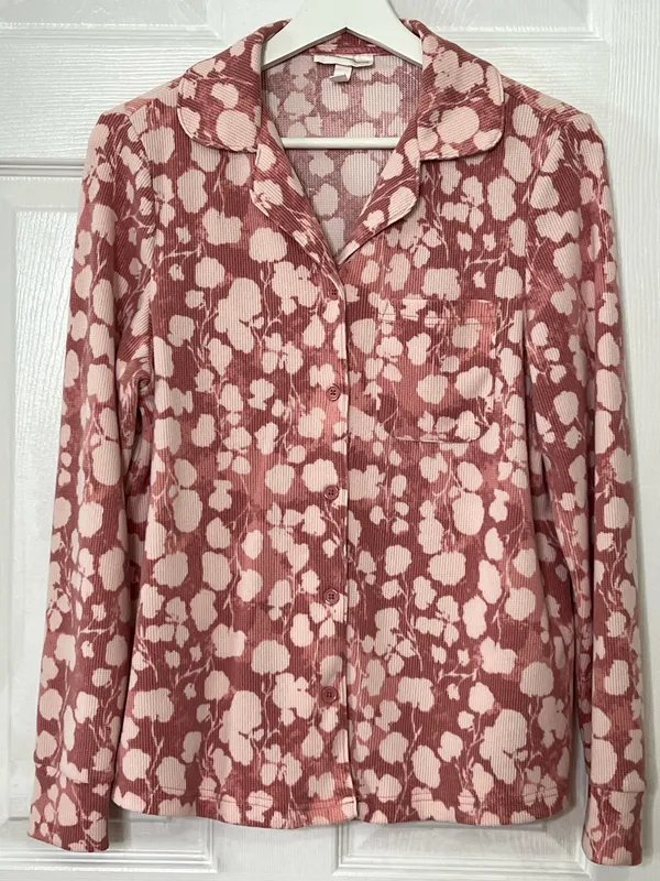 Berkshire Homewear Pink Floral Pajama Set Ribbed Lounge Sleepwear Cozy Y2K XS - Image 5