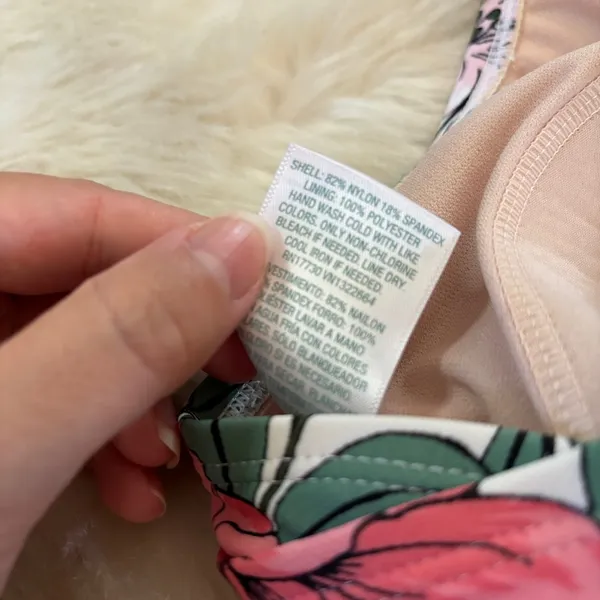 Pink White & Green Floral Open Back Ruched One Piece Swimsuit - Image 4