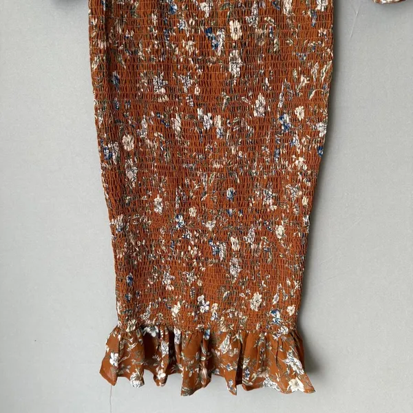 Princess Polly‎ sz 6 Rust Orange Floral boho fitted midi Dress NWOT - Image 3