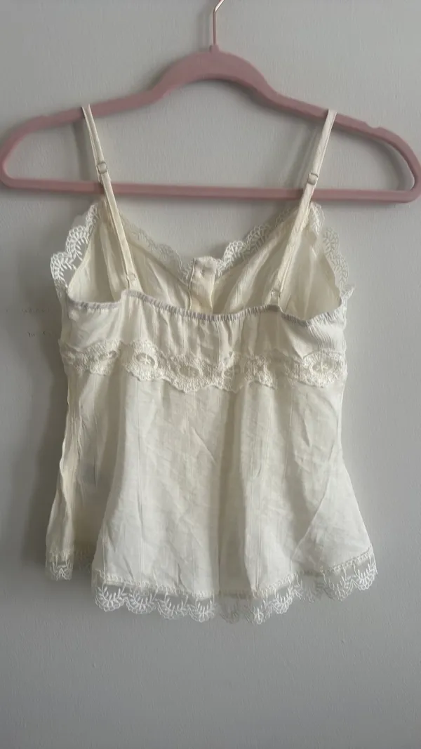 Lace Cream Cami Button Up Y2K Spaghetti Strap Corset  - Image 2