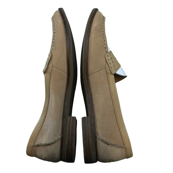 Sperry Womens Seaport Penny Loafers Tan‎ White Leather Preppy Slip On STS83410 9 - Image 3