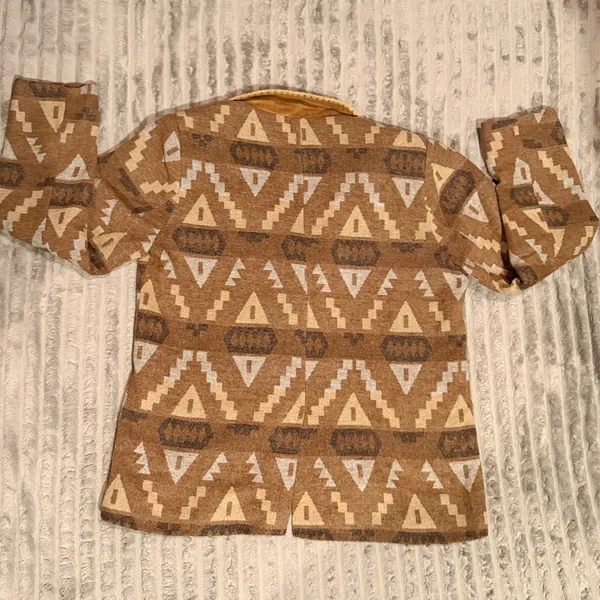 Miss Me Southwestern Tribal Aztec Blazer Brown Faux Suede Trim XL MJ0716L - Image 8