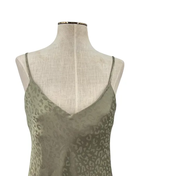 Show Me Your Mumu Zio‎ Dress Slip Satin Cheetah Print Sage Green Size Small - Image 4