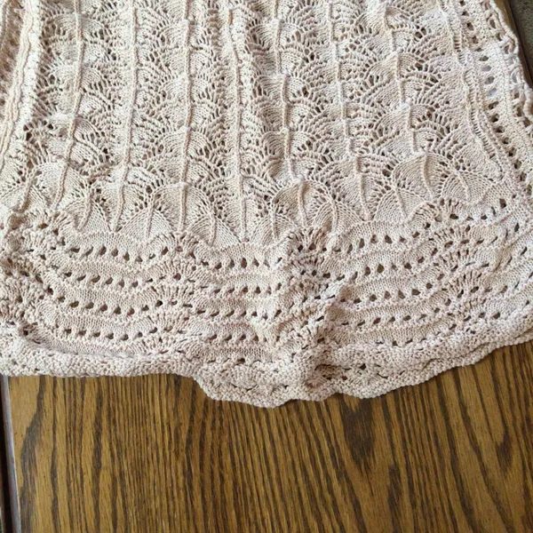 Miss Me Pointelle Crochet Cowl Neck Sweater Tank in Ecru sz small EUC - Image 3