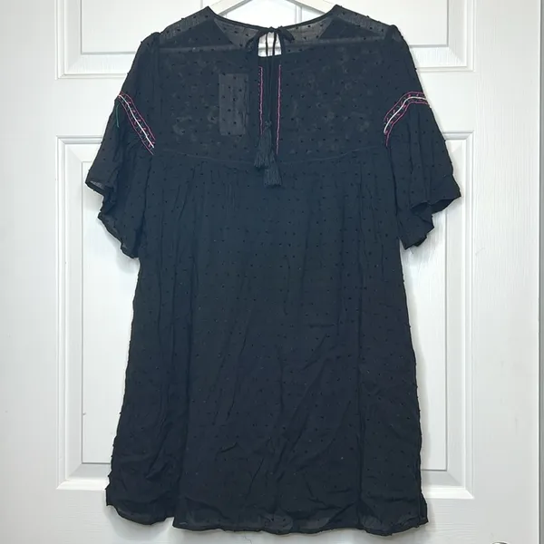 entrance Boutique Dress Embroidered Floral Short Sleeve‎ Boho Bohemian small - Image 3