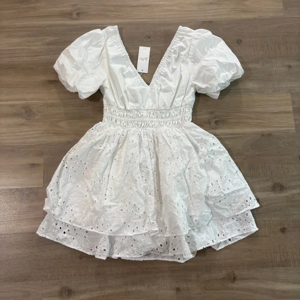 NWT Lilly Pulitzer Axelle Eyelet Romper Resort White Tropical Leaf Size 4 - Image 6