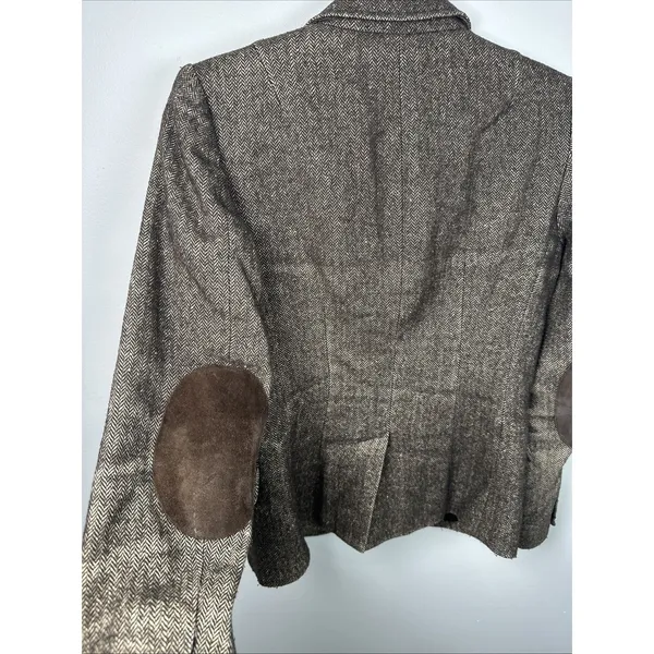 Vintage Banana Republic 0 Blazer Womens‎ Tweed Wool Linen 2006 Brown READ - Image 5