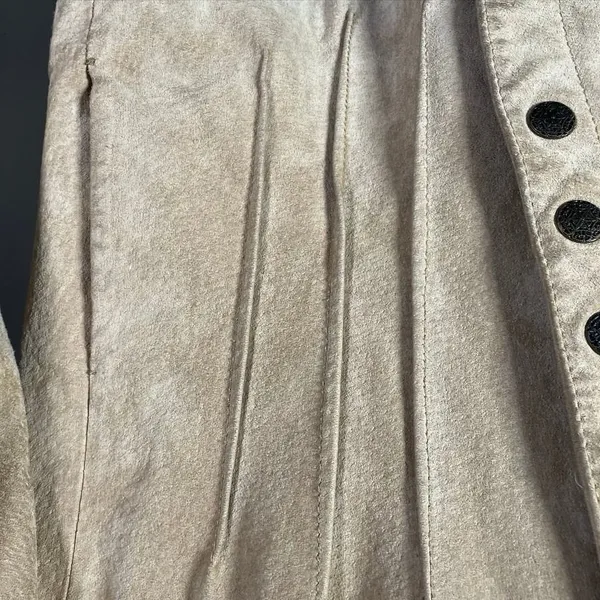 A.M.I. Leather Jacket Tan Brown Suede Button Up Womens Medium Career‎ - Image 4