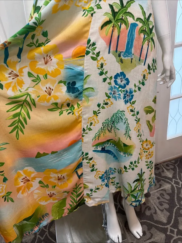 Farm Rio Tropical Floral Slip Dress in Yellow, Blue & Green Size Small - Image 6