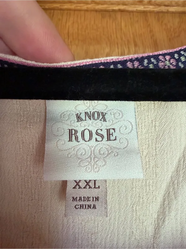 Knox Rose Cream Boho Embroidered Long Sleeve Blouse Square Neck XXL Boho - Image 6