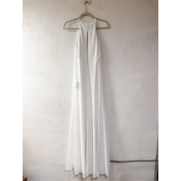 NEW Lulus Romantic Mood Lace Sleeveless Maxi Dress in White Small - Image 3