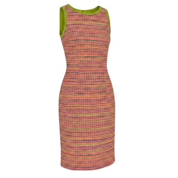 Alex Marie Tweed Shift Dress 4 Pink Lime Green Textured Sleeveless Stripe Knit‎ - Image 11