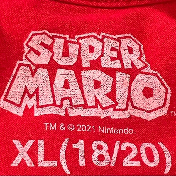 Nintendo Super Mario Long Sleeve T-Shirt Red Tee Crew Neck Video Game - Image 5