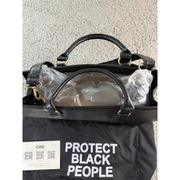 NWT CISE Tote Bag Black Vegan Leather Protect Black People Handbag with Strap - Image 3