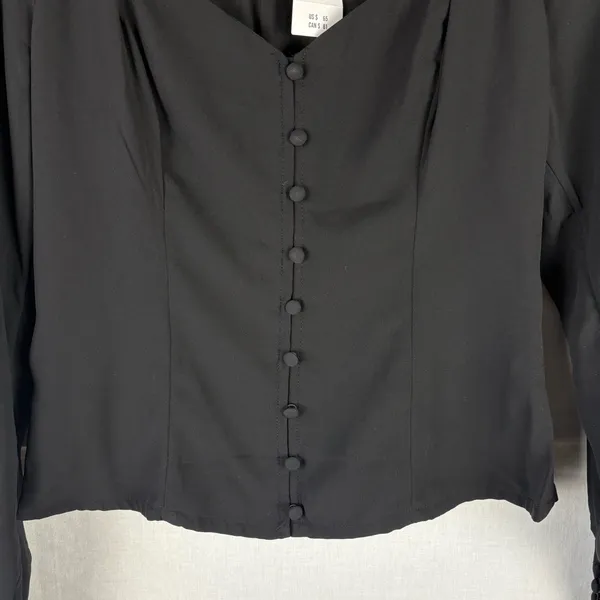 NWT Abercrombie & Fitch Black Button-Down Long Sleeve Blouse Size S - Image 2