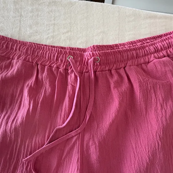 Women's Linen Cotton Style Pull On Drawstring Waist Pants Size XL #260645 - Image 2