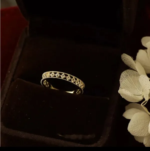Boutique NEW 18k Gold Vermeil‎ Diamond Cut Lattice Band Ring - Image 3