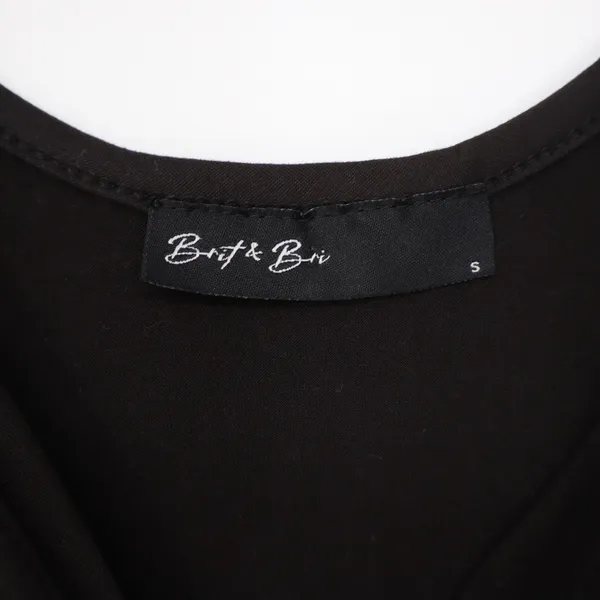 Brit & Bri Tank Top Womens S Tie Shoulder Black Solid Sleeveless Excellent - Image 2
