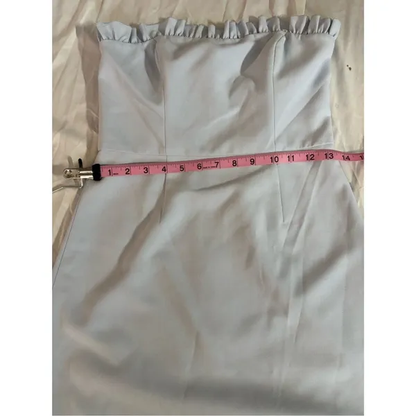 French Connection Light Blue Ruffle Trim Mini Dress XXS Spaghetti Strap A-Line - Image 5